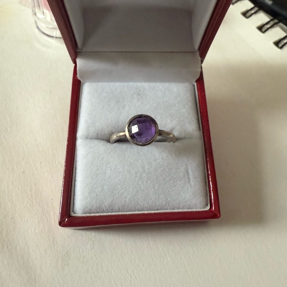 Sterling silver large amethyst ring